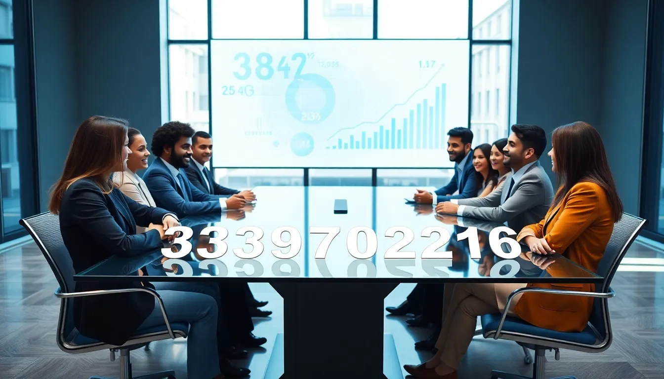 diverse professionals discussing the significance of the number 3338708216.